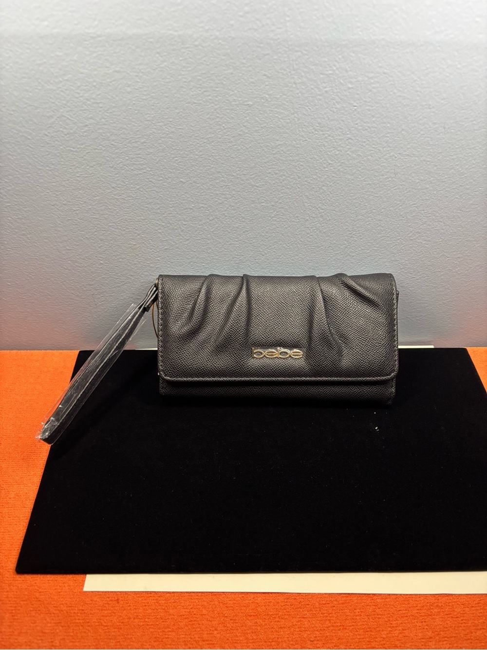 bebe Black Sage Tir-Fold Wristlet Wallet